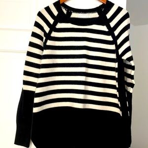 Anthropologie Black and White Striped Crewneck Sweater